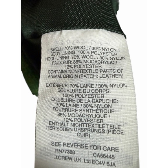 J.Crew Chateau Parka Italian Stadium-Cloth Wool Coat Fur Hood Green Size 6 - Picture 11 of 13